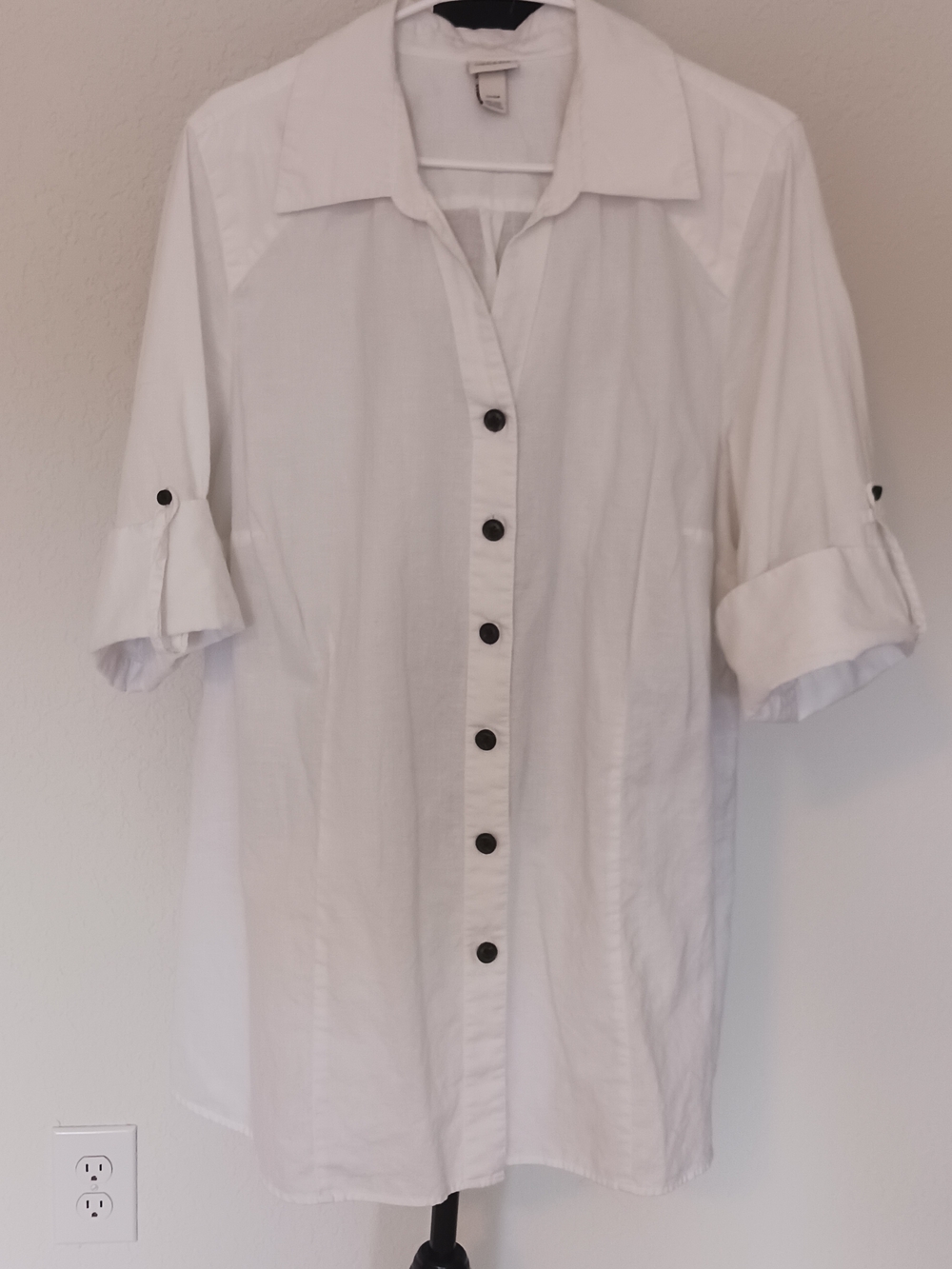 Venezia White Cotton-Blend Shirt Sz 22/24 EUC